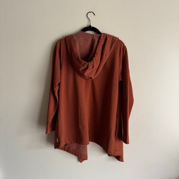 Eddie Bauer Rusty Orange Fleece Waterfall Open Front Hooded Cardigan - XS - Picture 7 of 8